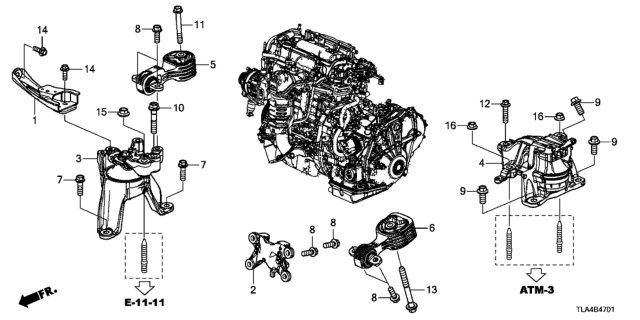 2018 Honda CR-V Mounting, Engine Side (2.4L) Diagram for 50820-TLC-A01
