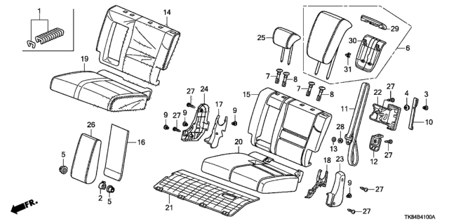 2013 Honda Odyssey Cover, L. RR. Seat-Back Cover (Inner) Diagram for 82623-TK8-A01