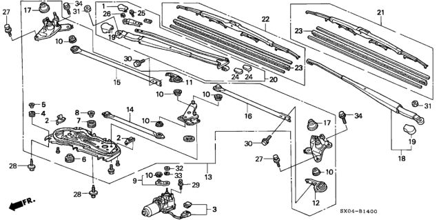 1998 Honda Odyssey Rubber, Blade (600MM) Diagram for 76622-SM4-305