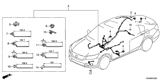 2015 Honda Accord Wire Harness, R. Side Diagram for 32140-T2A-A51
