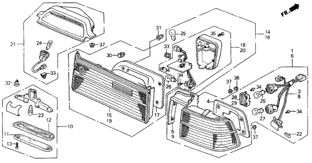 1990 Honda Accord Lens Diagram for 34101-SE3-A01