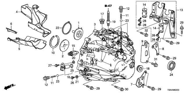 2016 Honda Civic MT Transmission Case Diagram