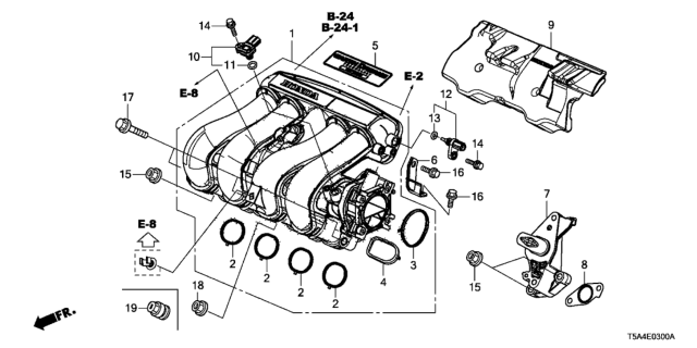2018 Honda Fit Gasket, EGR Spacer Diagram for 17146-5R1-004