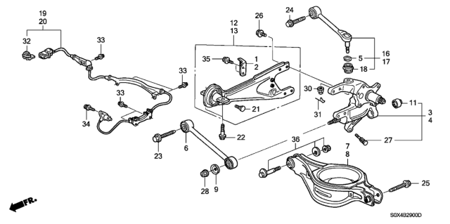 2003 Honda Odyssey Arm, Right Rear (Lower) Diagram for 52350-S0X-A00