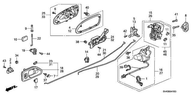 1997 Honda Accord Actuator Assembly, Right Rear Door Lock Diagram for 72615-SV1-A01