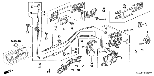 2005 Honda Accord Handle Assembly, Right Rear Door (Outer) (Desert Mist Metallic) Diagram for 72640-SDA-A01ZH