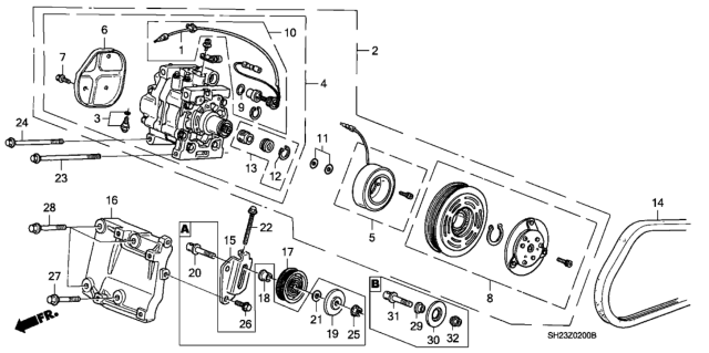 1989 Honda CRX A/C Compressor (Matsushita) Diagram