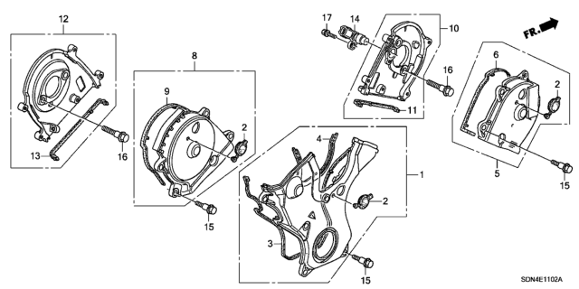 2006 Honda Accord Cover Assembly, Rear Timing Belt (Upper) Diagram for 11830-RCA-A00