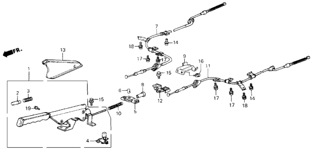1985 Honda Civic Wire A, Driver Side Parking Brake Diagram for 47560-SB4-063