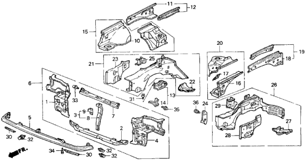 1990 Honda Civic Patch, Engine Support Diagram for 60713-SH3-300ZZ