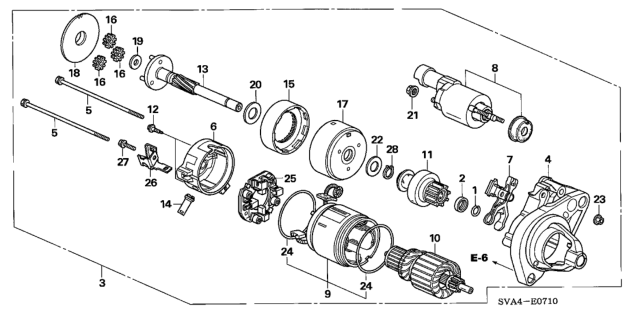 2007 Honda Civic Starter Motor Assembly (Ds4R5/Ds4Rc) (Denso) Diagram for 31200-RNA-A01