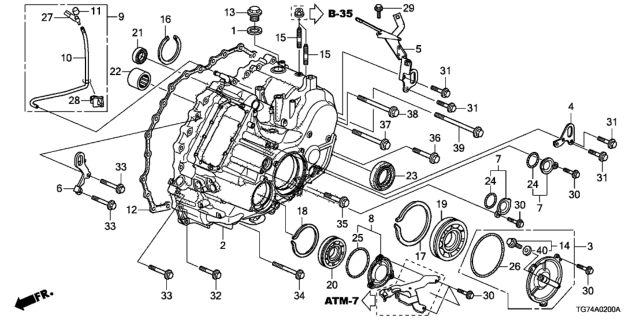 2016 Honda Pilot AT Transmission Case Diagram