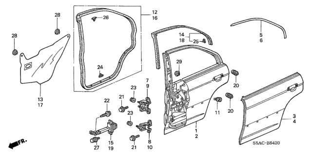 2005 Honda Civic Seal, R. RR. Door Hole Diagram for 72821-S5A-000