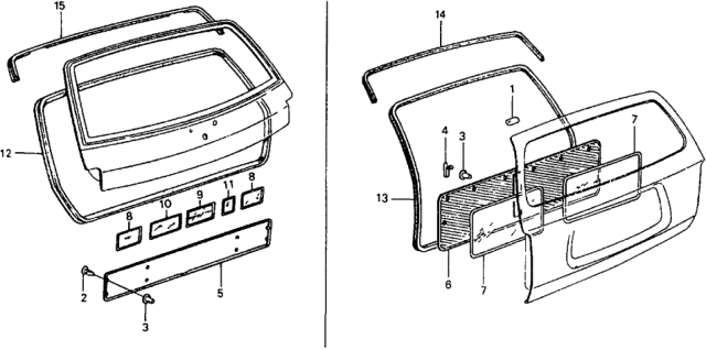 1979 Honda Civic Trim, Tailgate *YR34L* (NEAT BEIGE) Diagram for 85821-663-670ZE