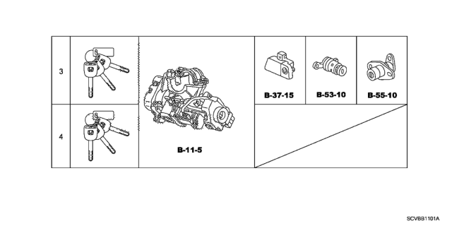 2011 Honda Element Key Cylinder Set Diagram
