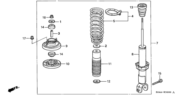 1999 Honda Civic Shock Absorber Assembly, Rear Diagram for 52610-S1G-A02
