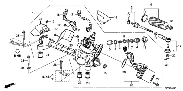 2012 Honda CR-Z End Set, Rack Diagram for 53010-SZT-G01