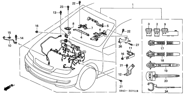 1999 Honda Accord Cable, Sub-Ground Diagram for 32610-S87-A20