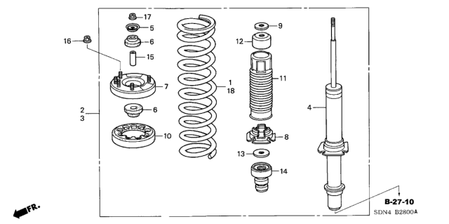 2005 Honda Accord Shock Absorber Assembly, Left Front Diagram for 51602-SDA-A33