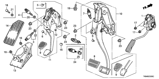 2010 Honda Fit Pedal Assy., Accelerator Diagram for 17800-TF0-G03