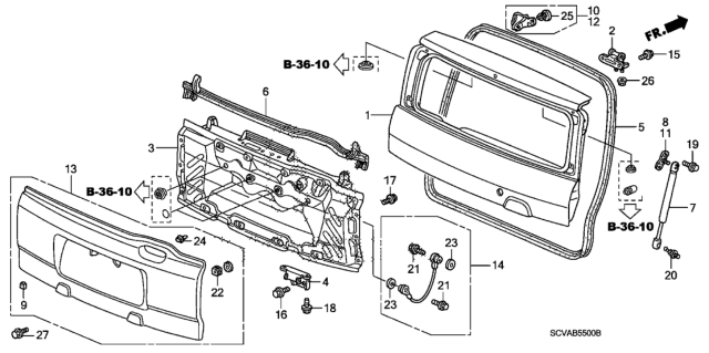 2008 Honda Element Cladding, Tailgate (Lower) *YR569M* (COPPER GLOW METALLIC) Diagram for 74890-SCV-A20ZH
