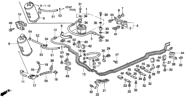 1993 Honda Prelude Stay H, Fuel Pipe Diagram for 17768-SS0-000