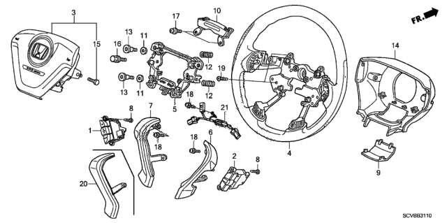 2011 Honda Element Sub-Wire, Cable Reel Diagram for 77901-SCV-A00