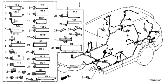 2016 Honda Pilot Wire Harness, Floor (Include Hdmi Cord) Diagram for 32107-TG7-A10
