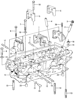 1976 Honda Civic Cylinder Head Assembly Diagram for 12100-634-670