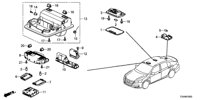 2014 Honda Accord Light Assy., Ambient *NH882L* (PLATINUM GRAY) Diagram for 39180-SJK-J01ZM