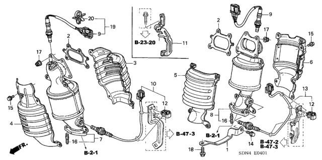 2005 Honda Accord Exhaust Manifold (V6) Diagram