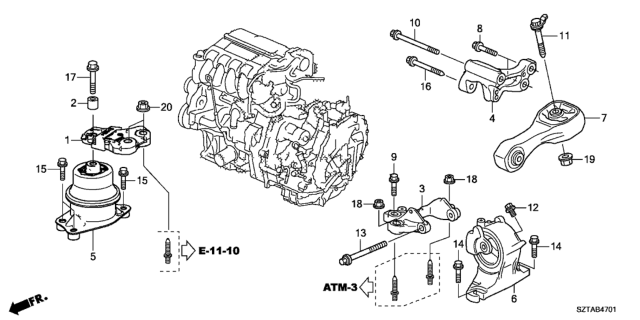 2013 Honda CR-Z Engine Mounts (CVT) Diagram
