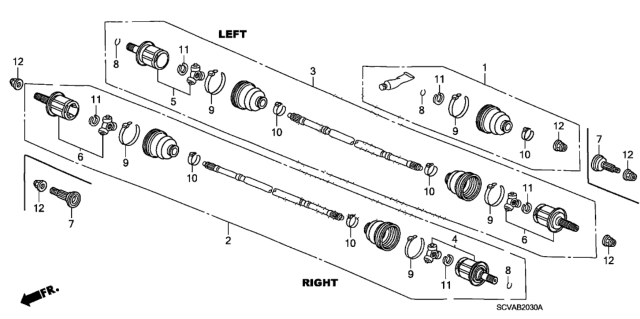 2009 Honda Element Joint Set, Outboard Diagram for 42330-SMB-305
