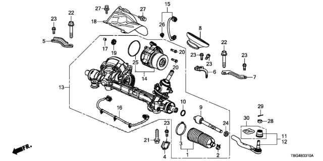 2018 Honda Civic Gear Box Assembly, Eps Diagram for 53650-TBH-A03