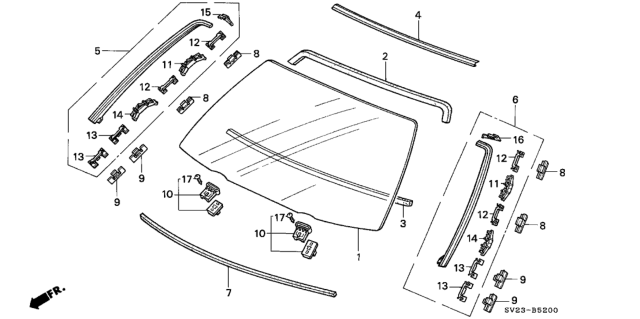 1996 Honda Accord Glass, Front Windshield (Aptech) Diagram for 73111-SV2-000