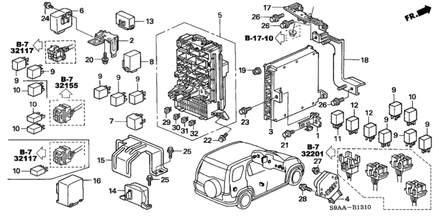 2006 Honda CR-V Control Module, Engine Diagram for 37820-PPL-A75