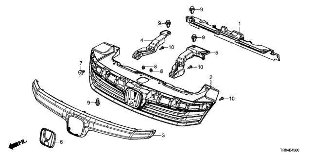 2012 Honda Civic Base, Front Grille Diagram for 71121-TR0-A01