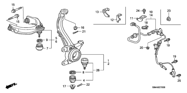 2002 Honda Accord Knuckle, Right Front Diagram for 51210-S4K-A00