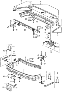 1985 Honda Accord Slide Assy., R. RR. Bumper Corner Diagram for 84180-SA6-661
