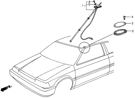 1984 Honda Civic Radio Antenna - Hole Cap Diagram