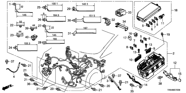 2013 Honda Civic Wire Harness, Engine Room Diagram for 32200-TR5-A01