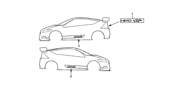 2014 Honda CR-Z HPD- Emblem - Decal Diagram