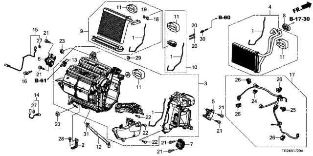 2015 Honda Civic Motor Assembly, Air Mix Diagram for 79160-TR0-A01