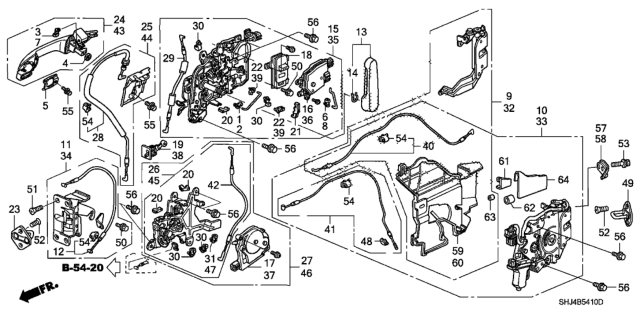 2008 Honda Odyssey Actuator Assembly, Driver Side Slide Door Power Release Diagram for 72663-SHJ-A21