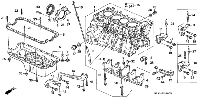 1994 Honda Civic Block Assy., Cylinder Diagram for 11000-PM3-000