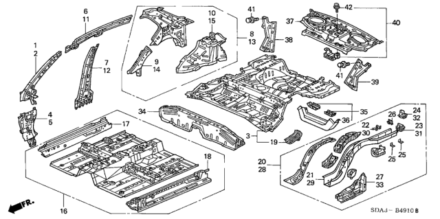 2005 Honda Accord Floor, FR. Diagram for 65100-SDC-A32ZZ