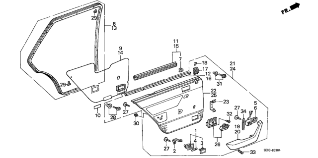 1986 Honda Accord Rear Door Lining Diagram