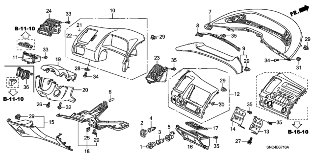2006 Honda Civic Instrument Panel Garnish (Driver Side) Diagram