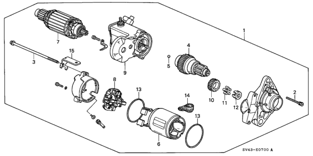 1996 Honda Accord Starter Motor (Denso) Diagram