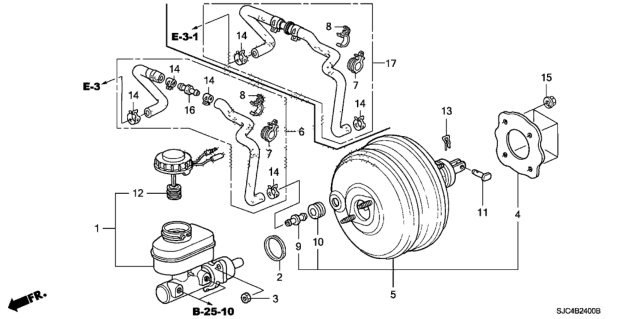 2006 Honda Ridgeline Brake Master Cylinder  - Master Power Diagram